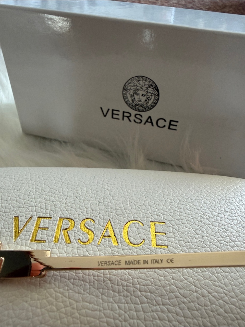 Versace Women's Rimless Gold Sunglasses - Brown Gradient Lenses - Picture 5 of 8